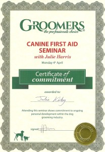 J.K. Canine First Aid Cert